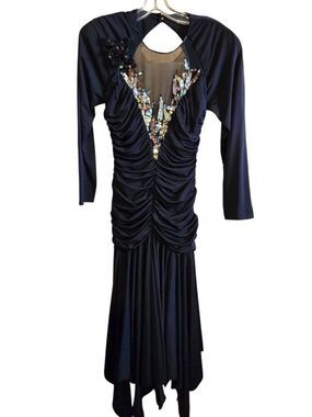 Donizia By Gene McCartney Black Ruched Sequin-Embellished Dress Sassy coquette